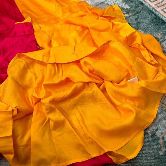 Anthropologie Pinnacle X Shruti Orange Pink Colorblock Ruffle Maxi Dress Medium - Picture 15 of 15